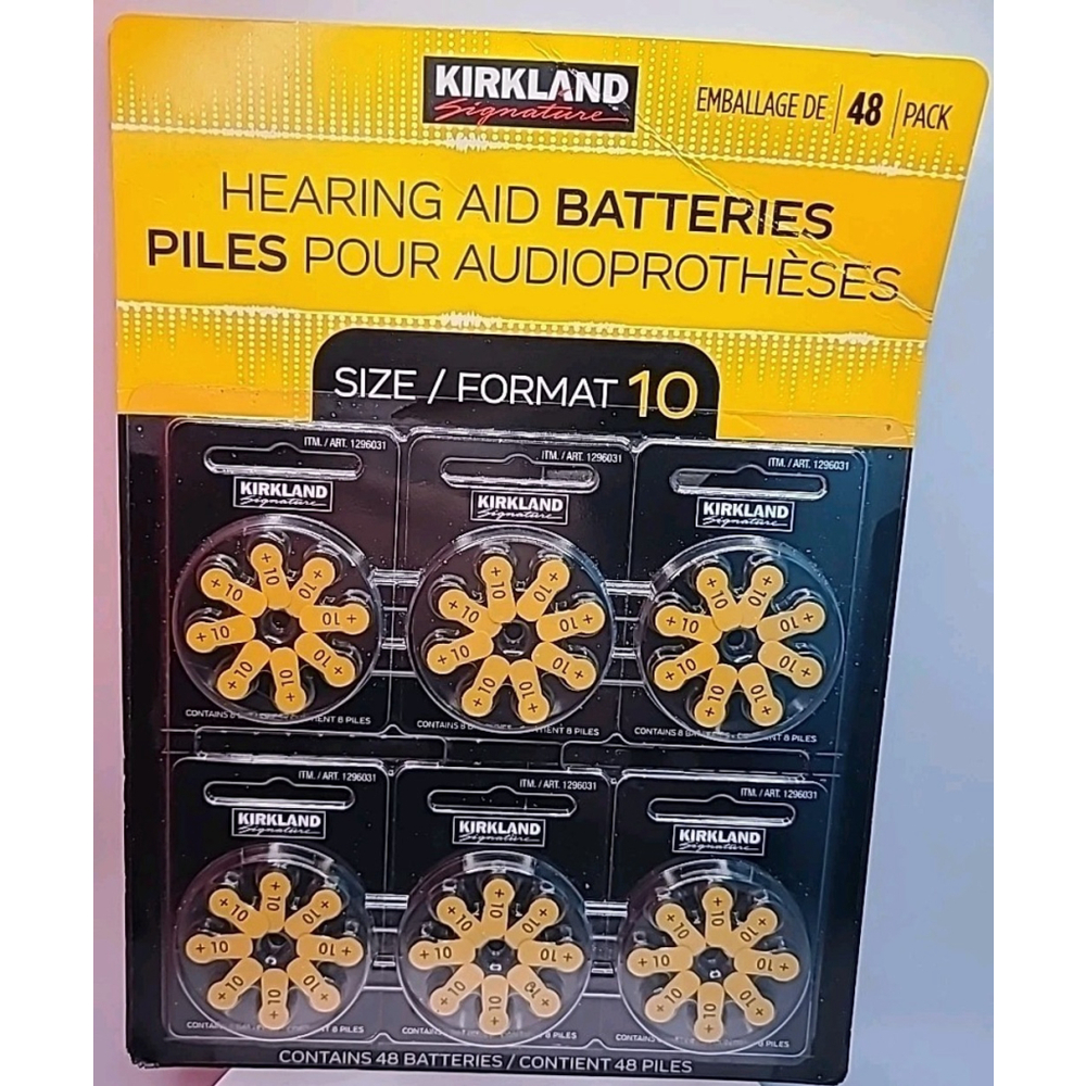 Kirkland Signature Hearing Aid Batteries Size Format 10 1.45 Volt 48 Pack New